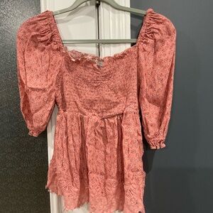 Floral Pink Smocked Women's Top